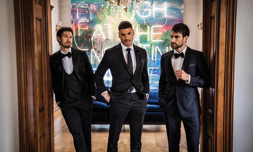 grooms in slick suits