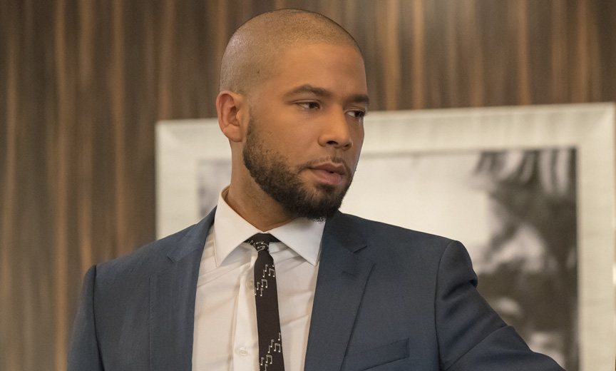 Jussie Smollett in skinny tie with music notes