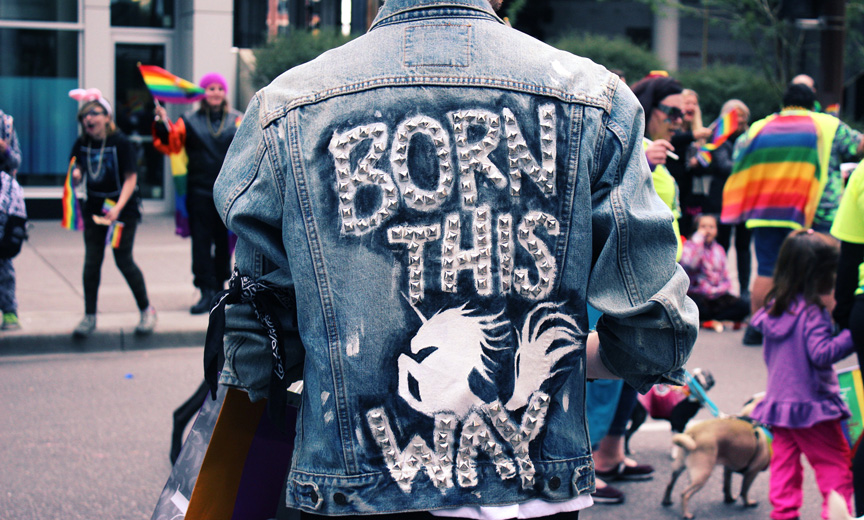 born this way jacket with unicorn