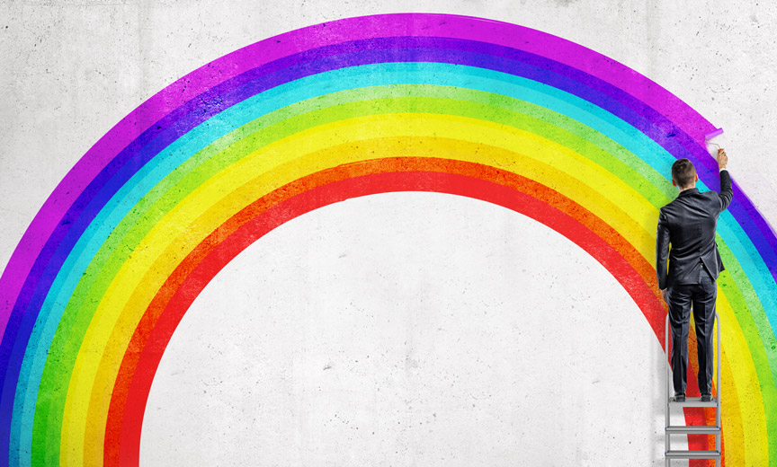 Artist Painting a Rainbow