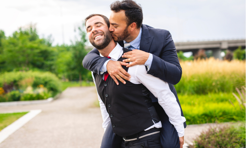 gay men celebrate marriage equality