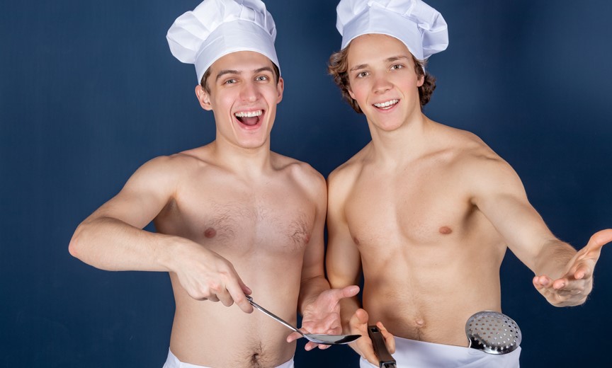 Shirtless Guys in Chefs Hats