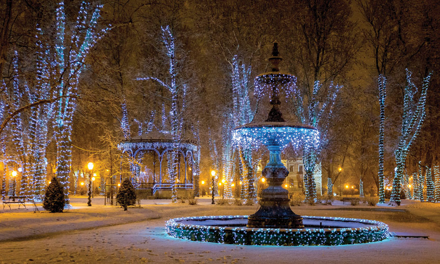 Zagreb illuminated fountain